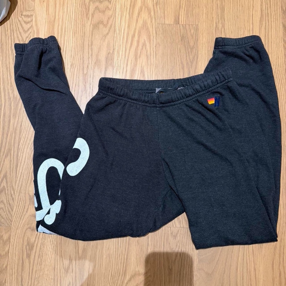 Aviator Nation Black Joggers with White Accents